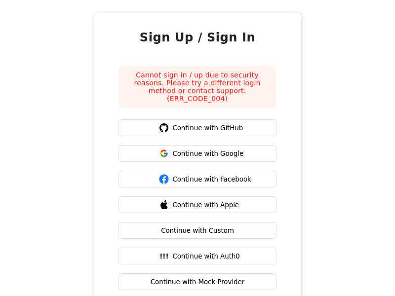 Pre-built UI screenshot showing error for message ERR_CODE_004.